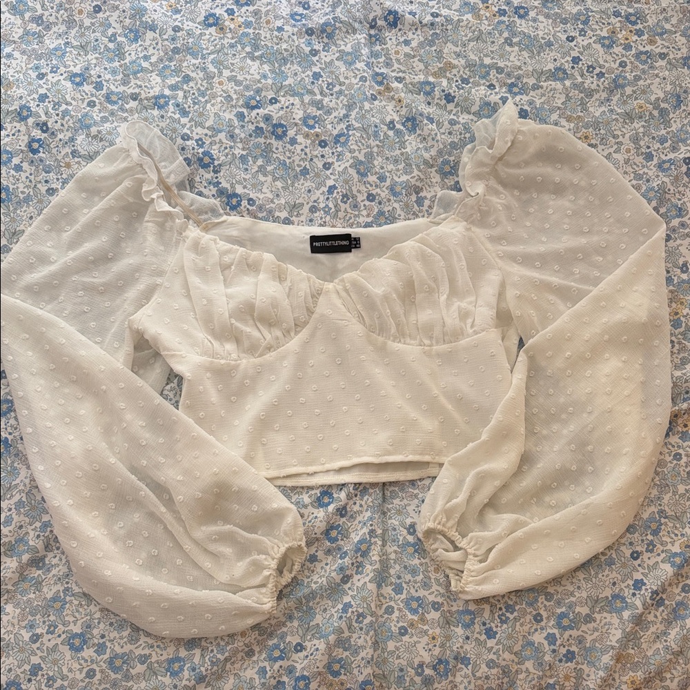 PrettyLittleThing Cream Puff Sleeve Blouse